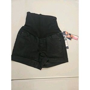 Indigo Poppy Maternity Black Denim Shorts Women’s Size Small NWT Belly Band